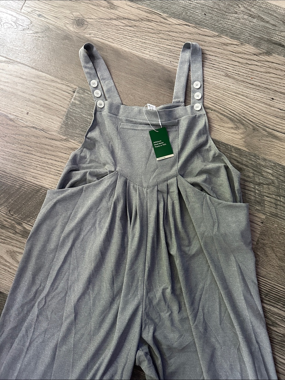 Halara NWT Wide-Leg Jumpsuit with Buttoned Straps - Light Gray women’s 3X - Picture 4 of 16